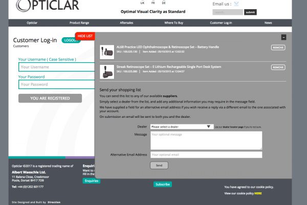 Opticlar customer wishlist