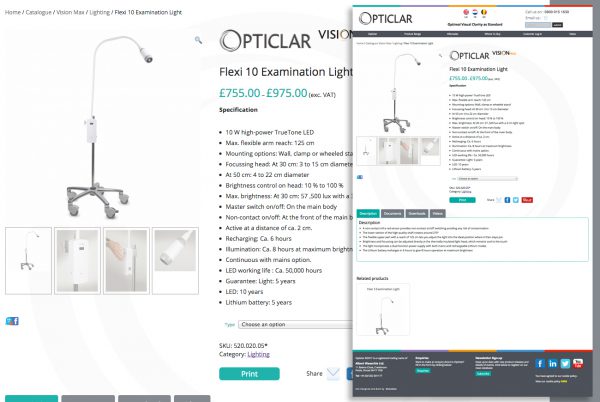 Opticlar product page